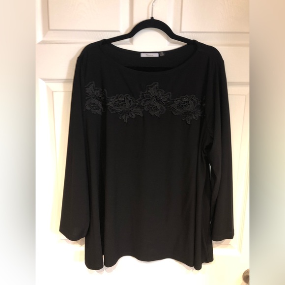 89th Madison | Black Full Sleeve Blouse: Size 1X - Picture 1 of 12